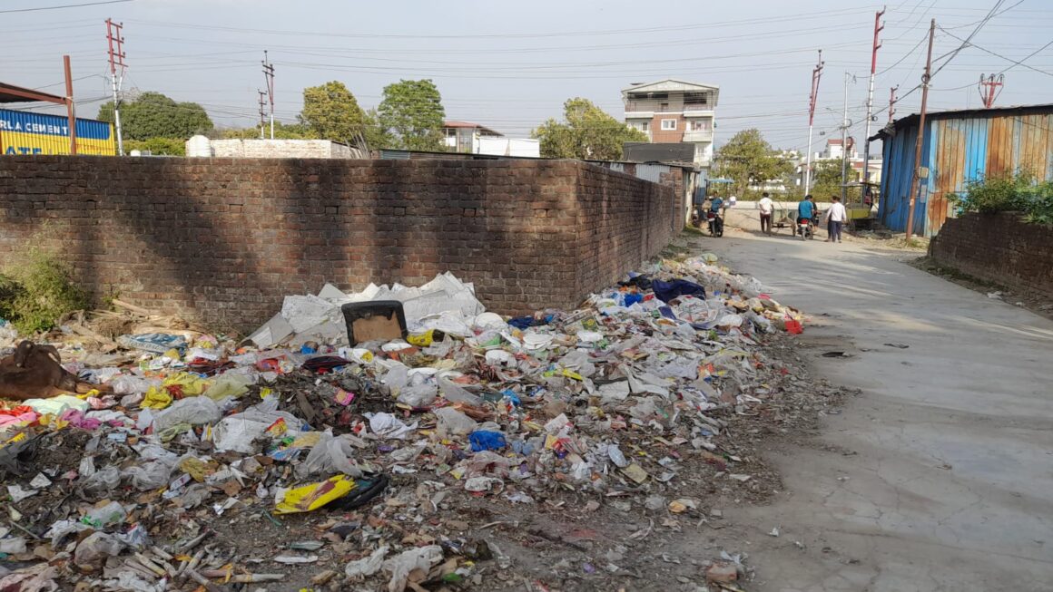 अपर नत्थनपुर में आर्य समाज मंदिर के समीप फैला है कूड़ा