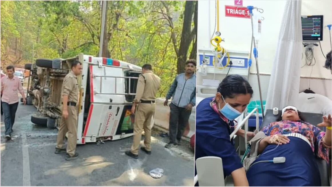 टेंपो ट्रैवलर वाहन पलटने से 9 पर्यटक गंभीर घायल